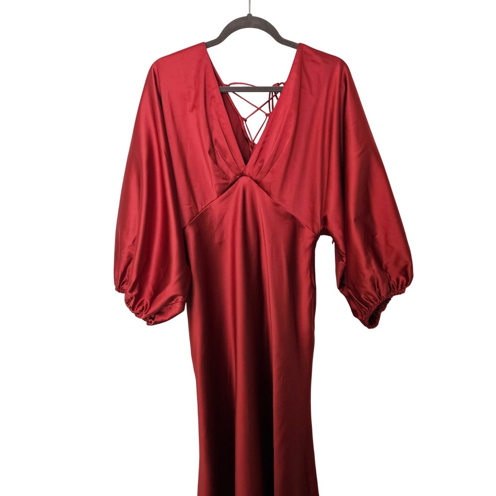 Sachin & Babi Anthropologie Midi Dress Womens 10 Satin Balloon Sleeve Romantic - Picture 3 of 13